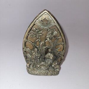 Rare Vintage Brass Nativity Scene Tealight Candle Holder Light * Nativity Set